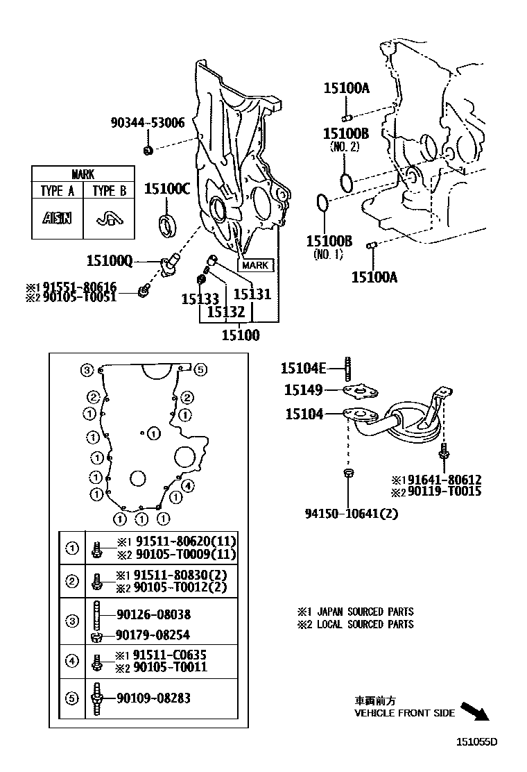 Toyota YARIS Engine Oil Pump EPC diagram — 151055D