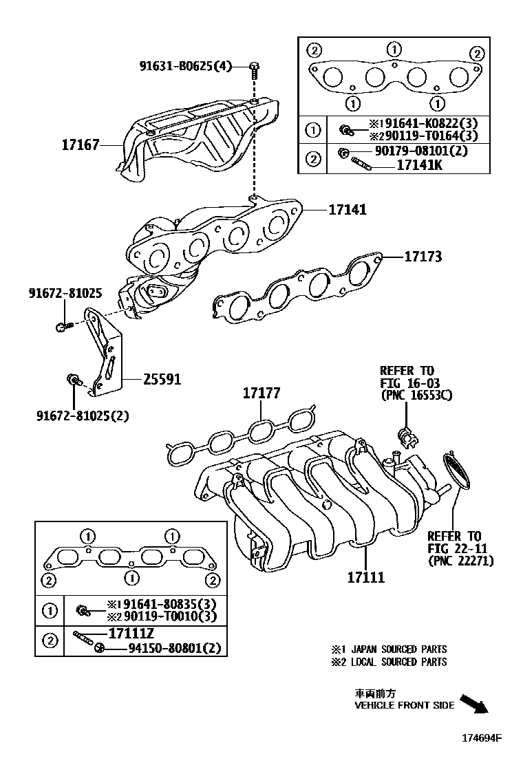 Toyota YARIS Manifold EPC diagram — 174694F
