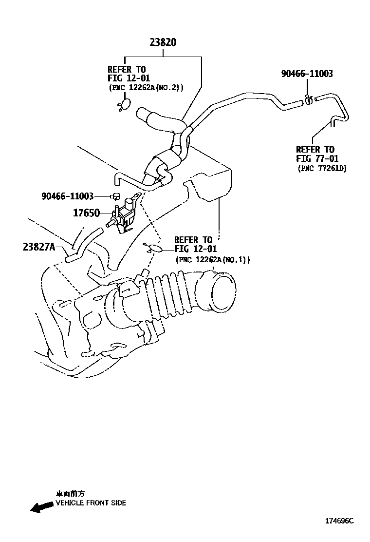 Toyota YARIS vacuum tube EPC diagram — 174696C