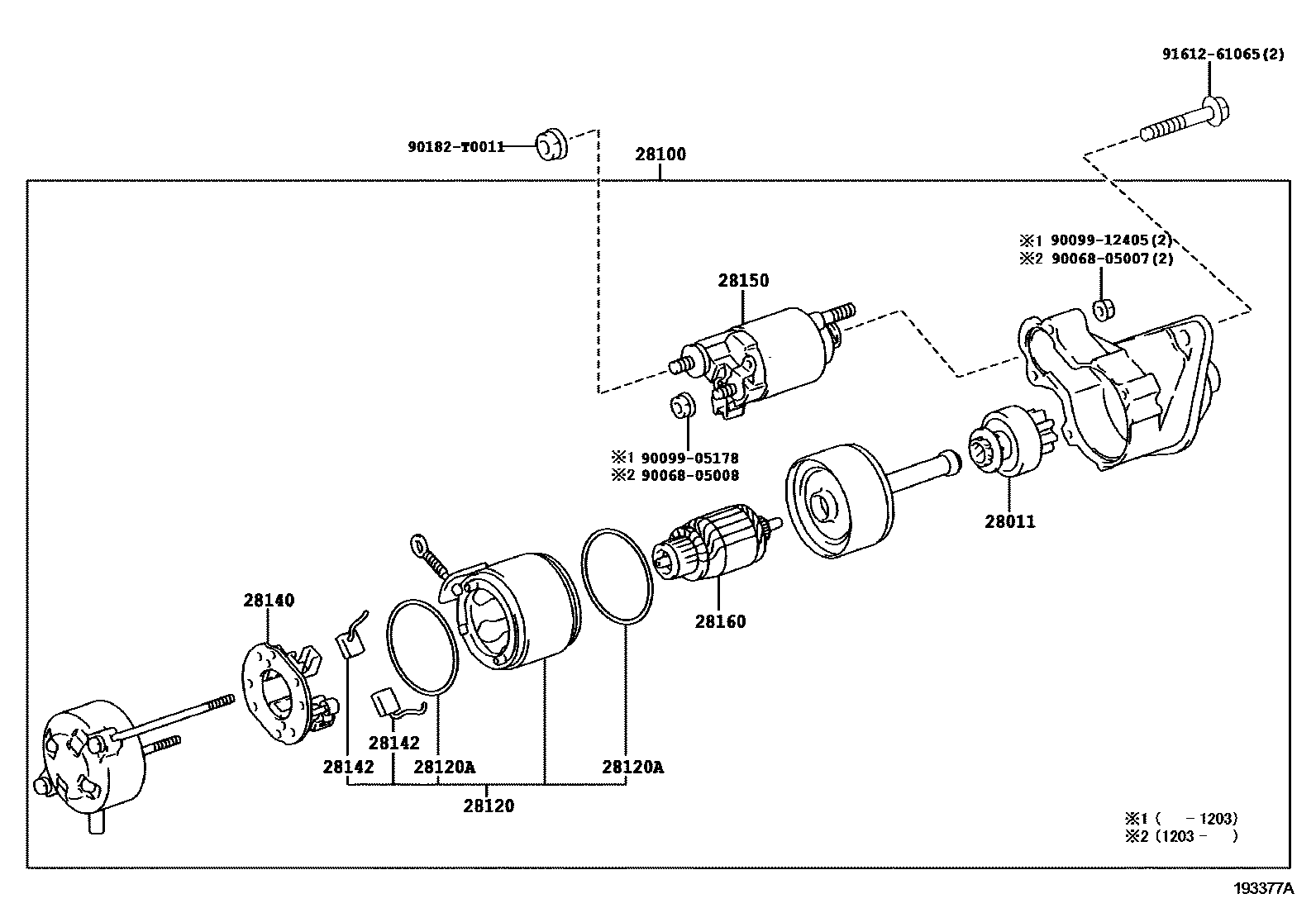 Toyota YARIS 起动机 EPC diagram — 193377A