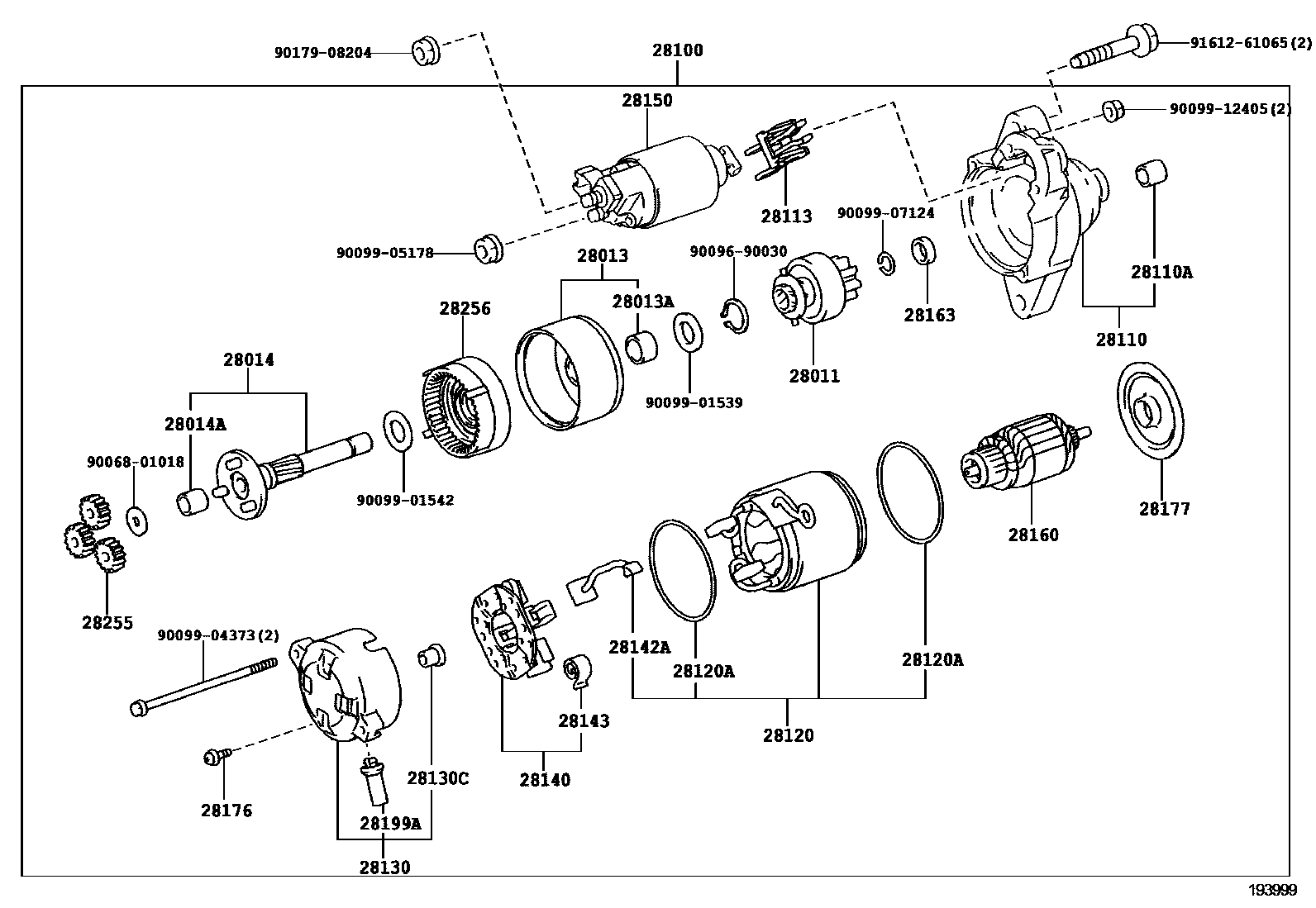 Toyota YARIS 起动机 EPC diagram — 193999