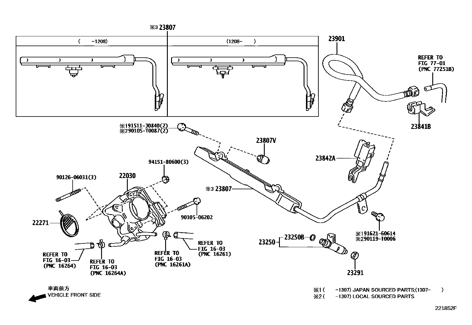 Toyota YARIS 燃油喷射系统 EPC diagram — 221852F