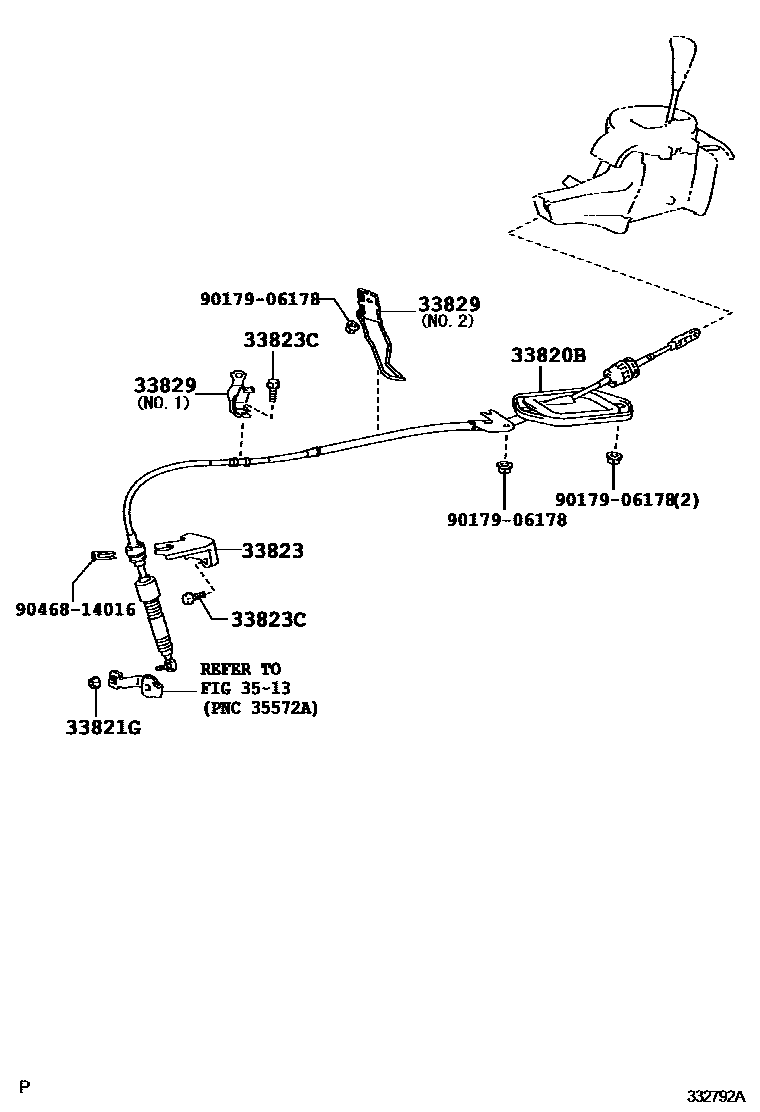 Toyota YARIS Shift Lever & Retainer EPC diagram — 332792A