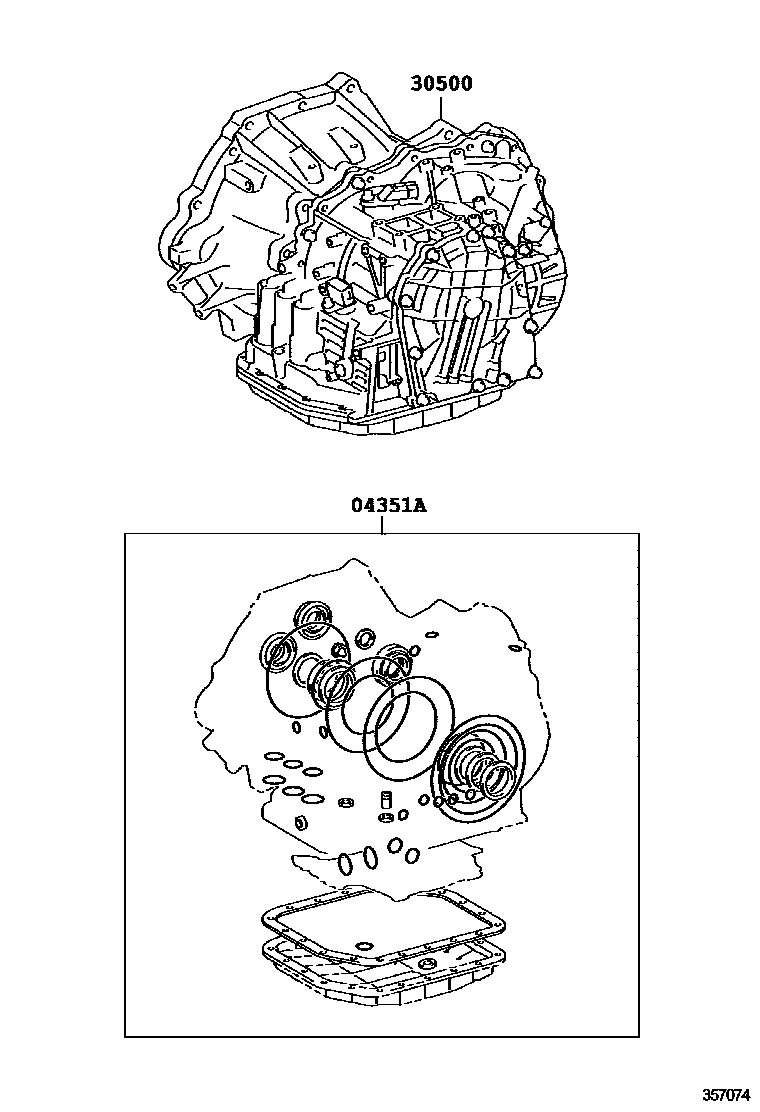 Toyota YARIS 传动桥或变速器总成和衬垫组件(ATM) EPC diagram — 357074