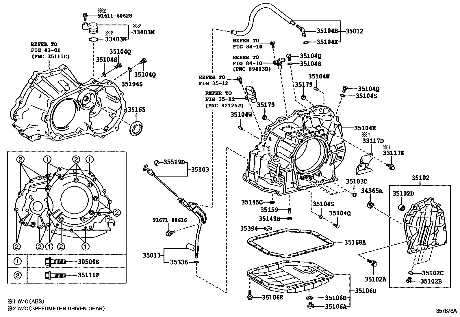Toyota YARIS 变速器壳和油底壳(ATM) EPC diagram — 357678A
