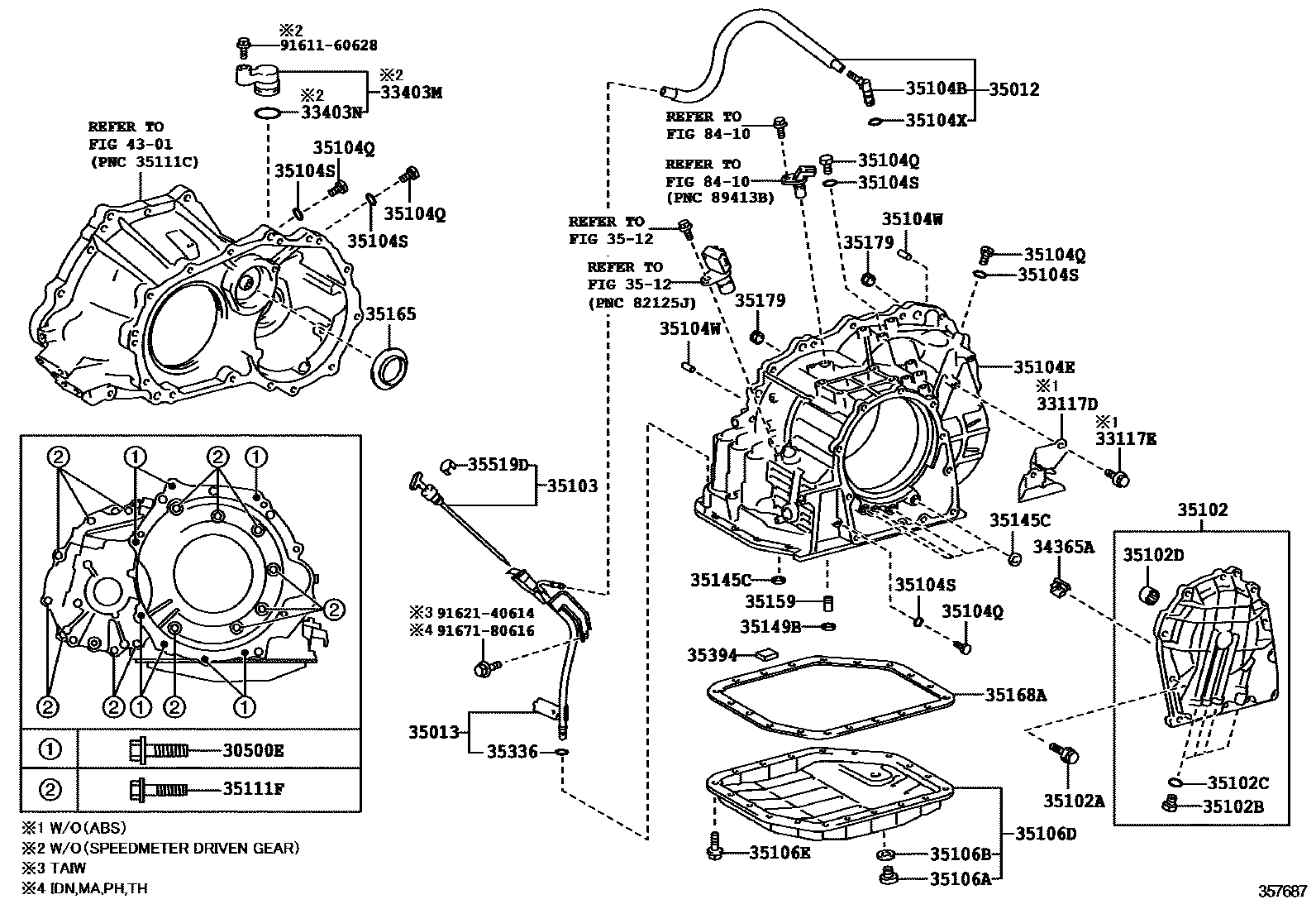 Toyota YARIS 变速器壳和油底壳(ATM) EPC diagram — 357687