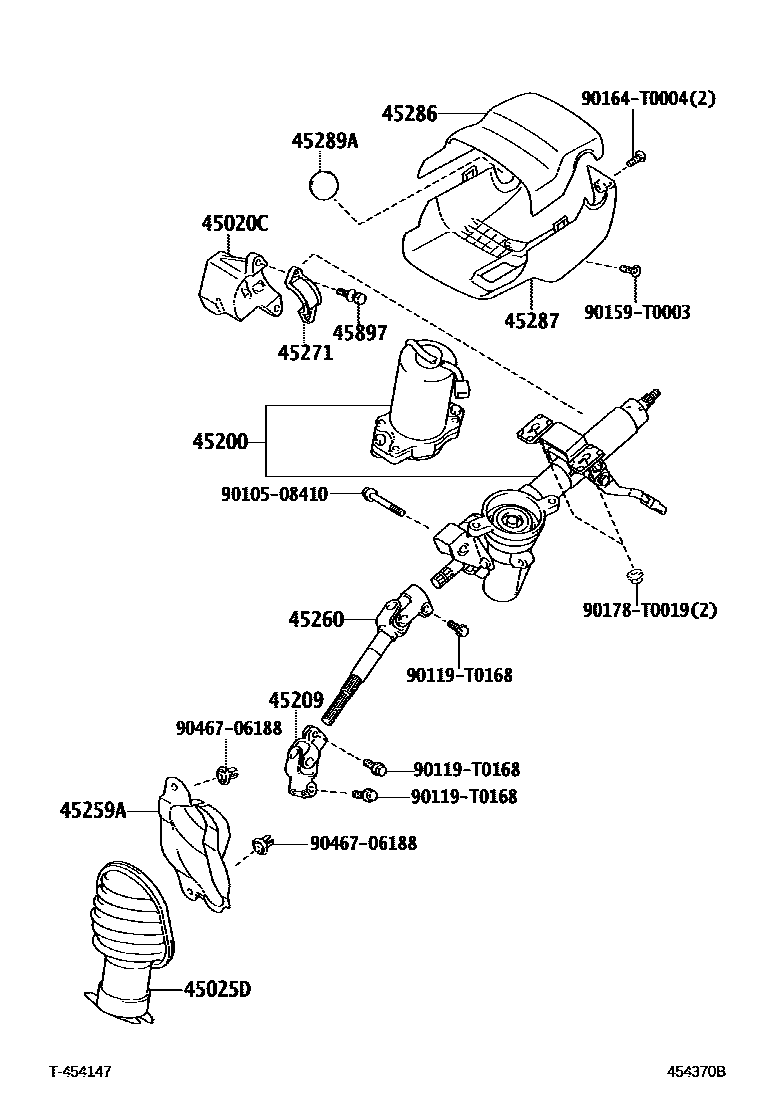 Toyota YARIS Steering Column & Shaft EPC diagram — 454370B
