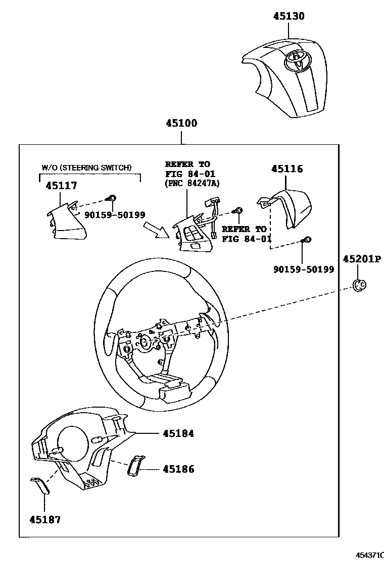 Toyota YARIS Steering Wheel EPC diagram — 454371C