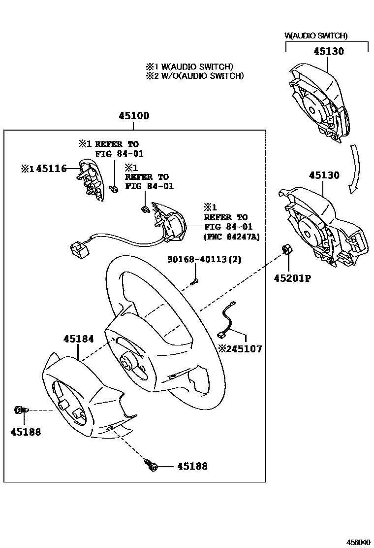 Toyota YARIS Steering Wheel EPC diagram — 456040