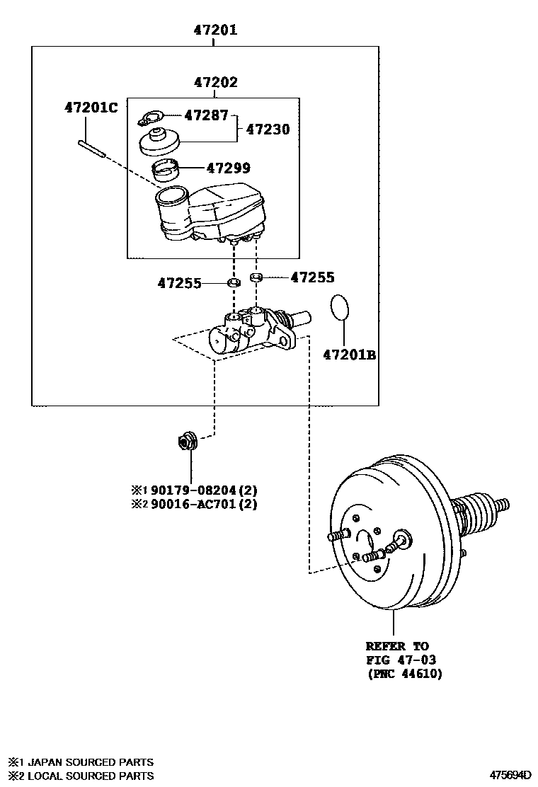 Toyota YARIS 制动总泵 EPC diagram — 475694D