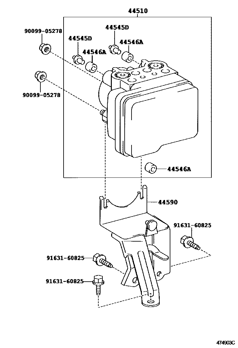 Toyota YARIS 制动配管和卡箍 EPC diagram — 474903C