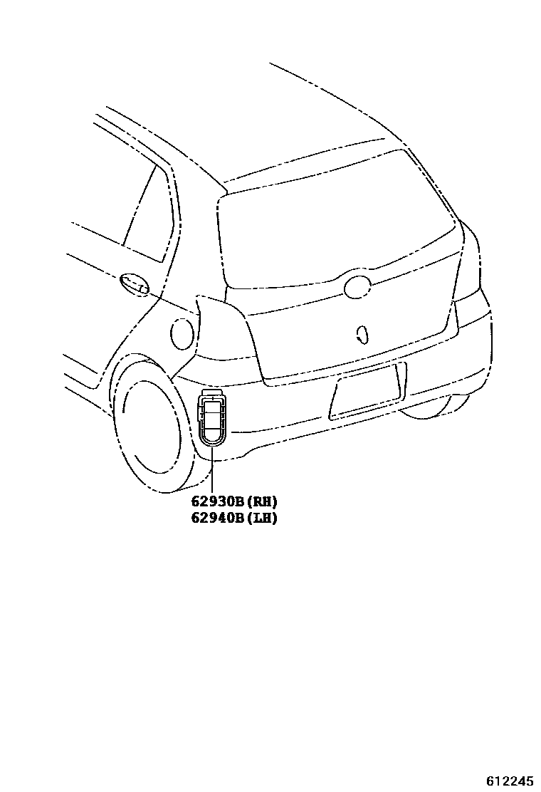 Toyota YARIS 车侧通风装置 EPC diagram — 612245
