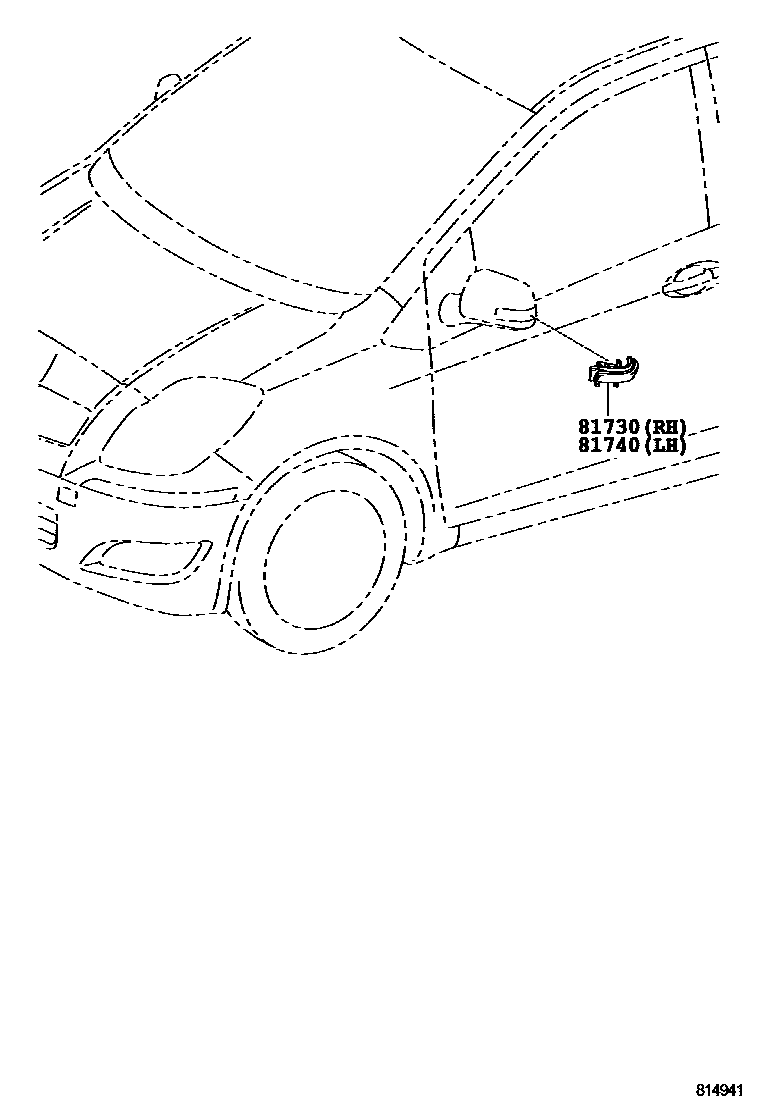 Toyota YARIS Side Turn Signal & Outer Mirror Lamp EPC diagram — 814941