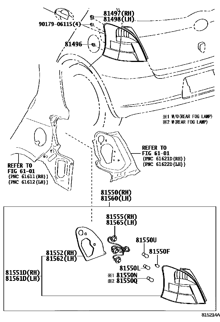 Toyota YARIS 后组合灯 EPC diagram — 815214A