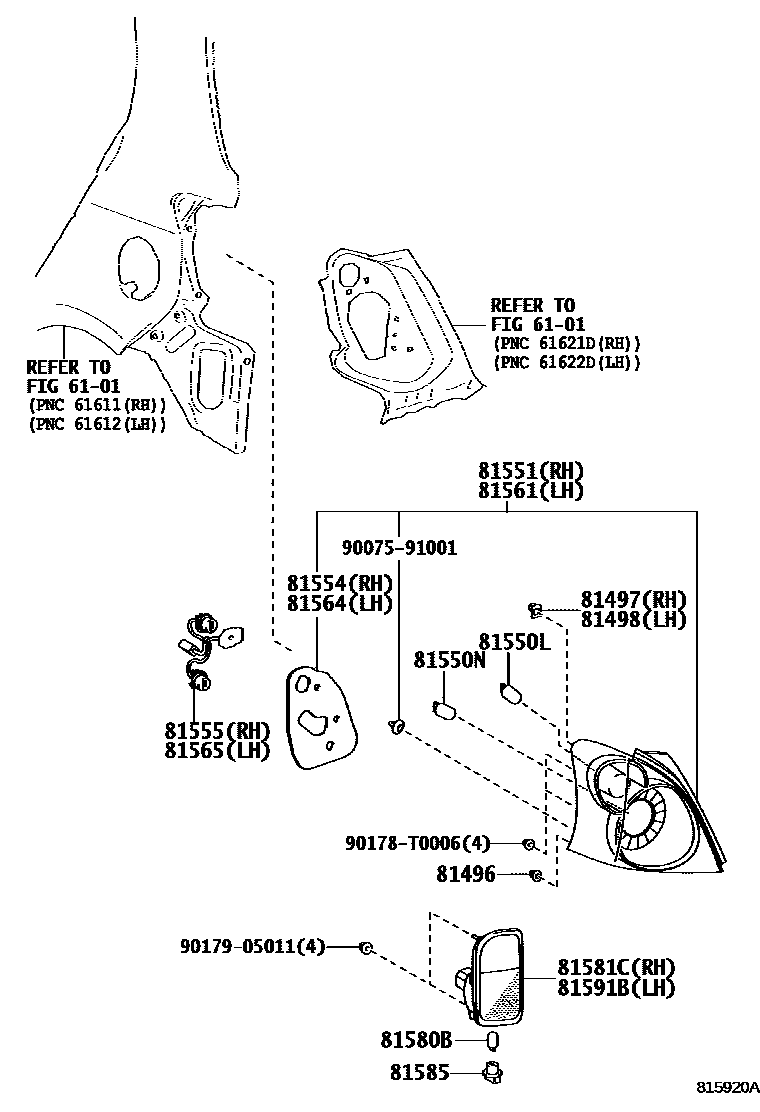 Toyota YARIS 后组合灯 EPC diagram — 815920A