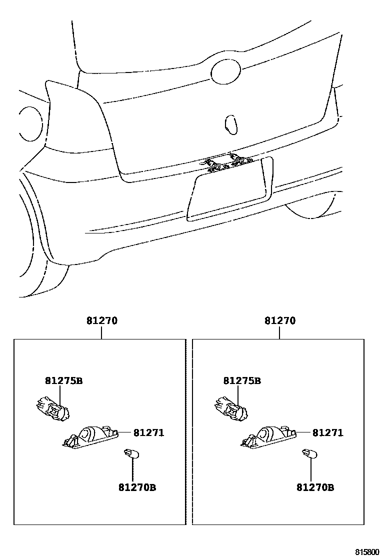 Toyota YARIS 后牌照灯 EPC diagram — 815800