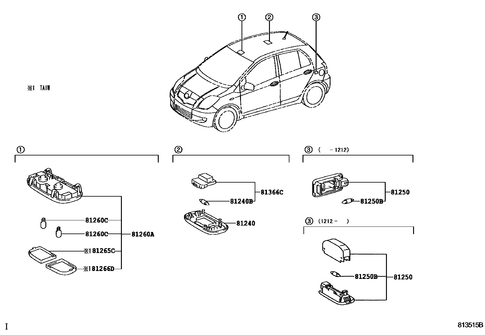 Toyota YARIS 车内灯 EPC diagram — 813515B