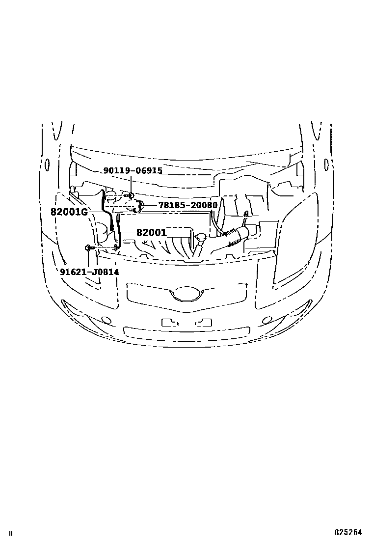 Toyota YARIS 线束和卡夹 EPC diagram — 825264