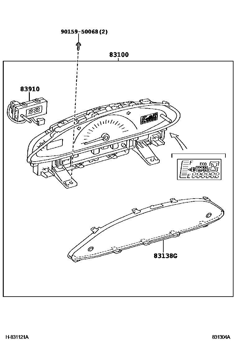 Toyota YARIS 仪表 EPC diagram — 831304A