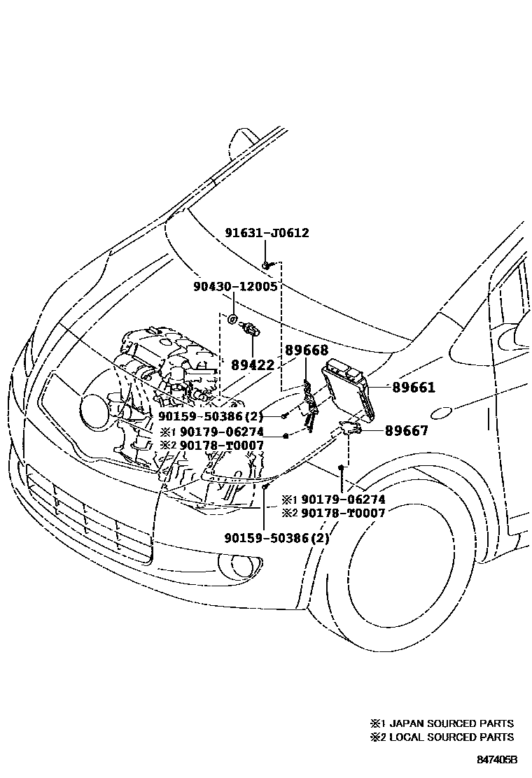 Toyota YARIS 电子燃油喷射系统 EPC diagram — 847405B