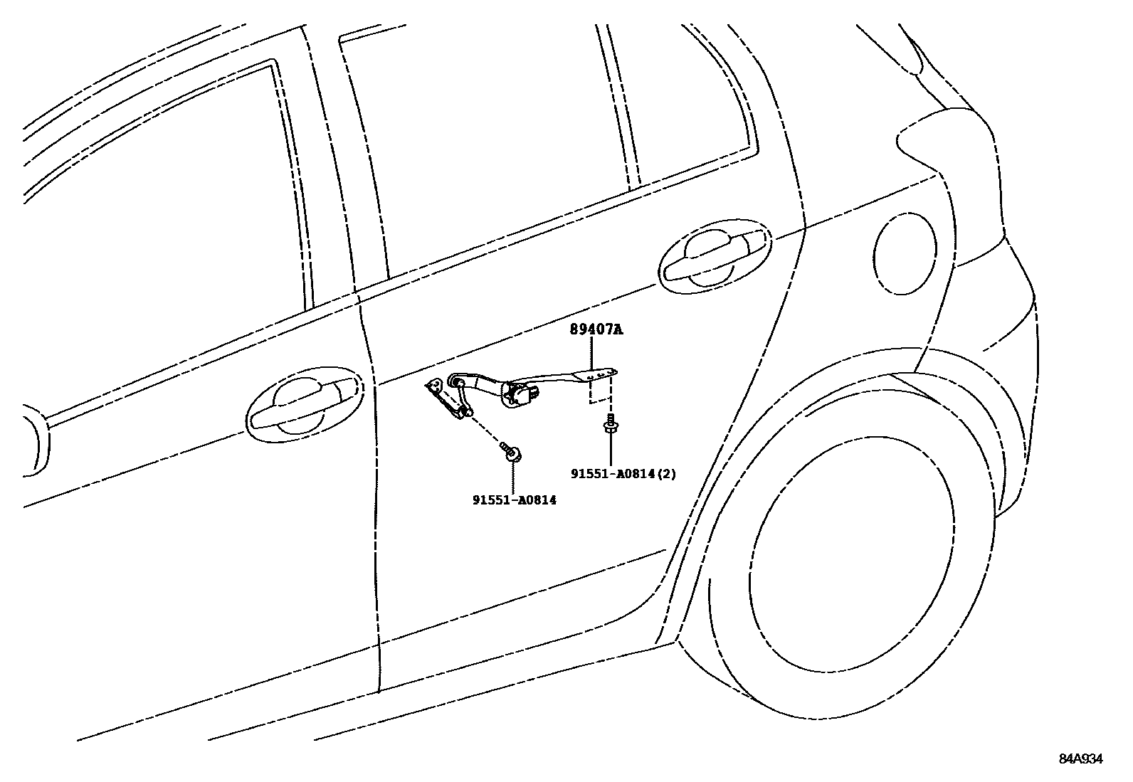 Toyota YARIS 电子高度控制 EPC diagram — 84A934