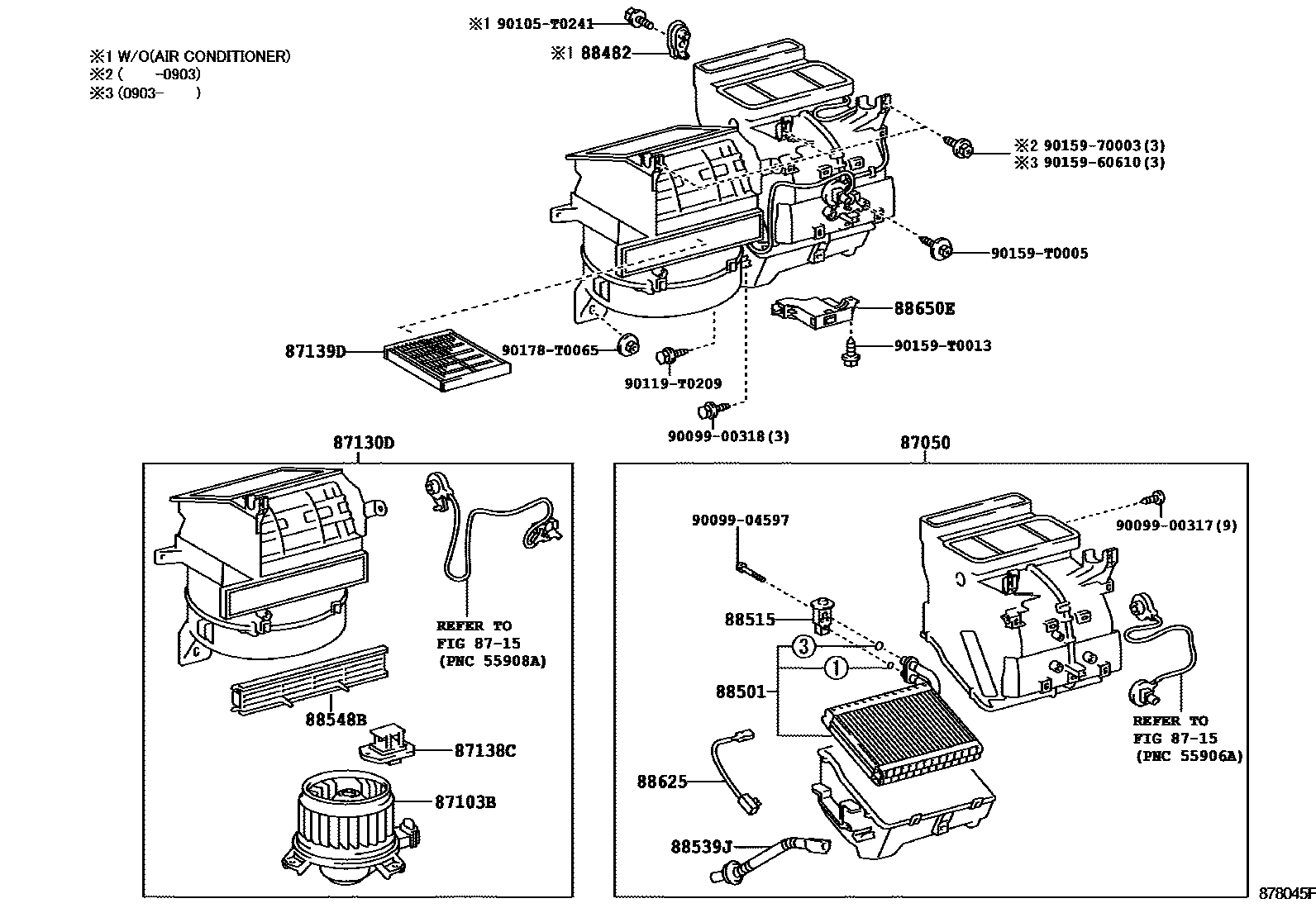 Toyota YARIS 暖风和空调系统 - 冷却器组件 EPC diagram — 878045F