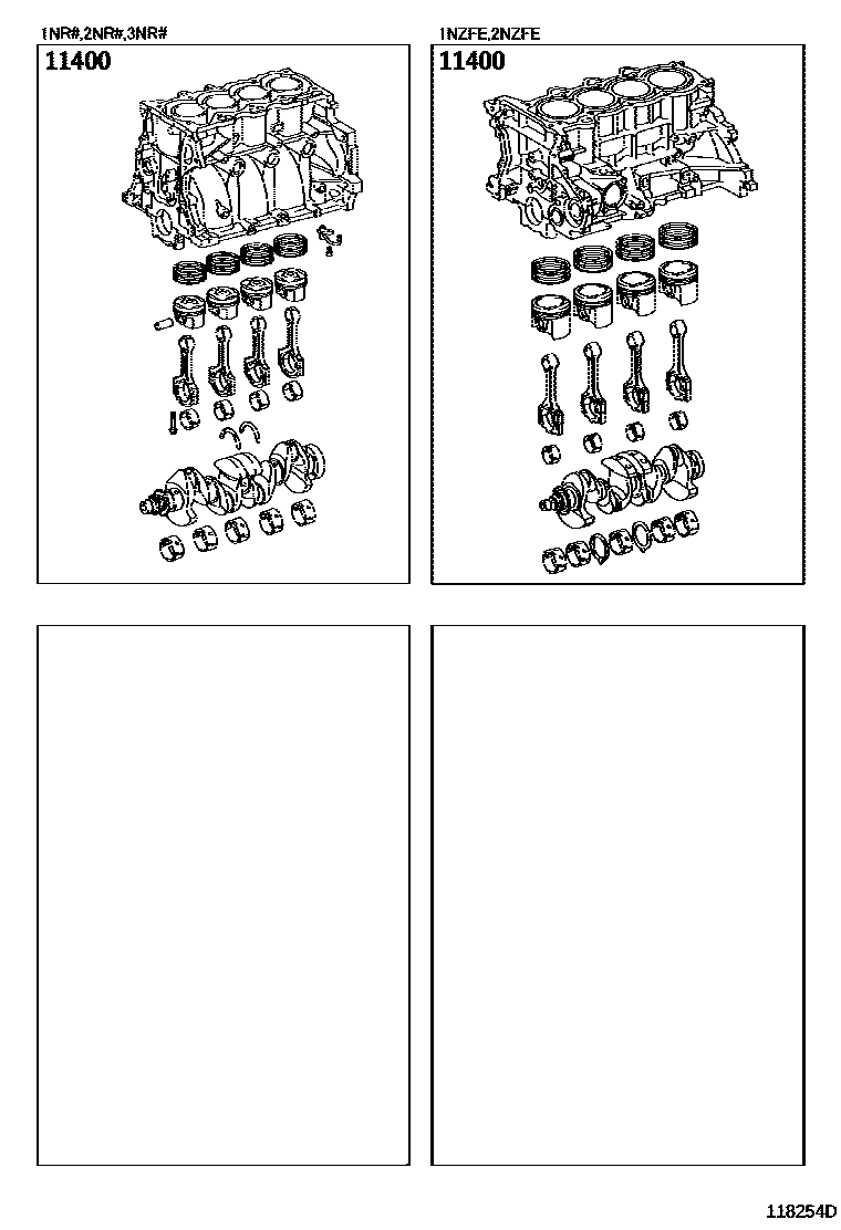 Toyota YARIS Short Block Assembly EPC diagram — 118254D