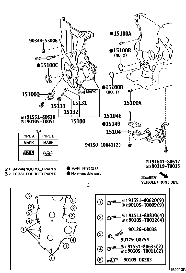 Toyota YARIS Engine Oil Pump EPC diagram — 152213B
