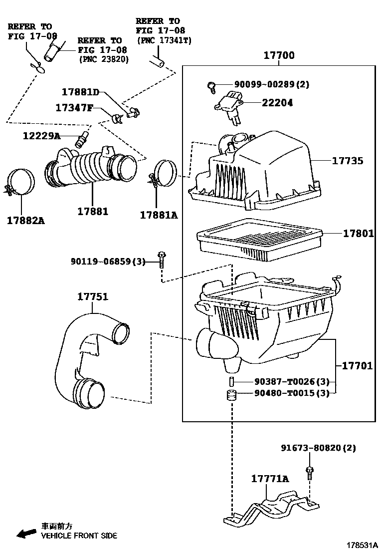 Toyota YARIS Air Cleaner EPC diagram — 178531A