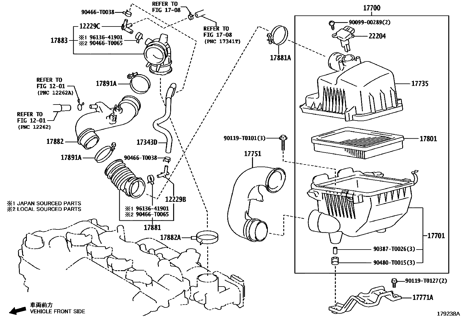 Toyota YARIS Air Cleaner EPC diagram — 179238A