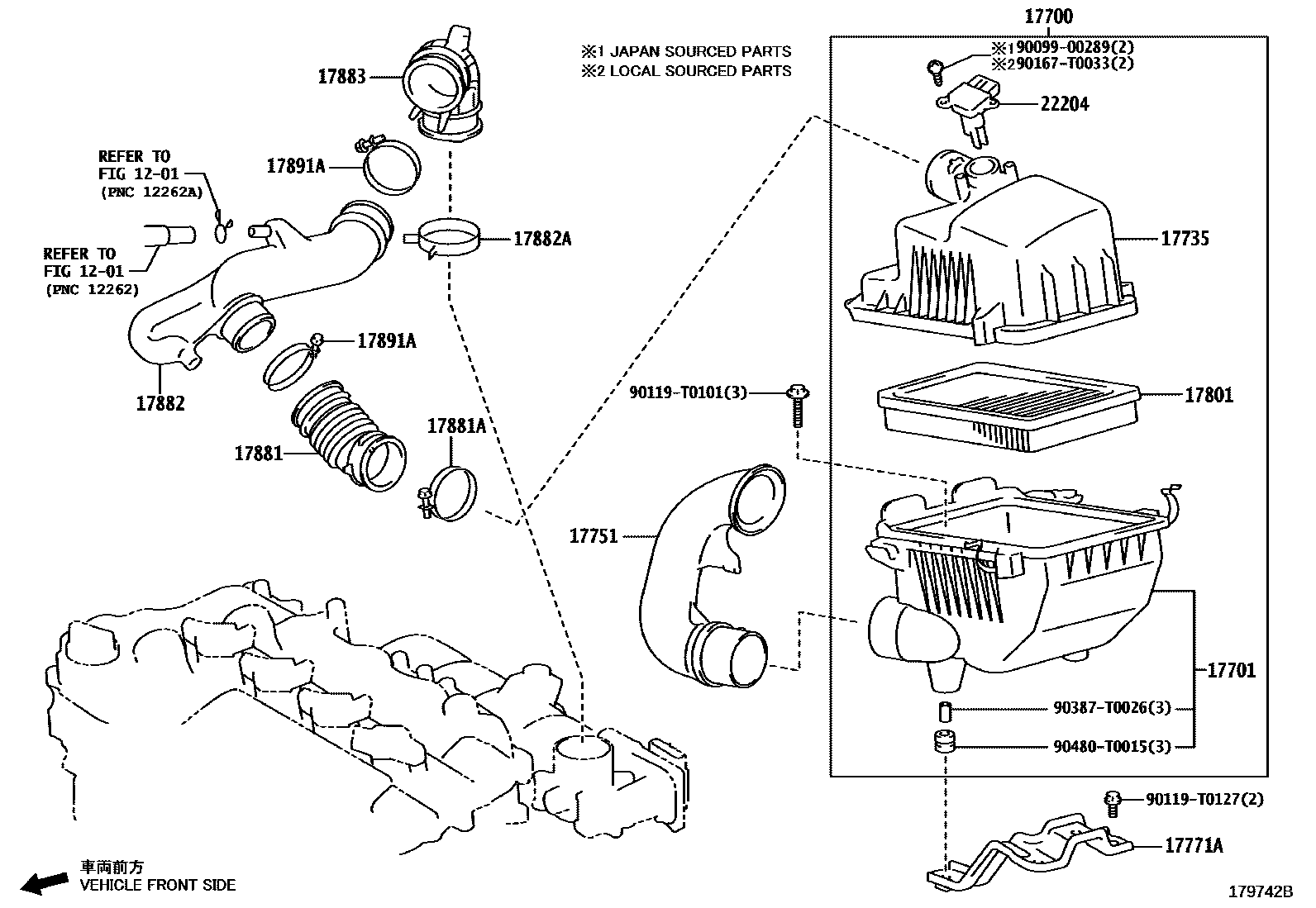 Toyota YARIS Air Cleaner EPC diagram — 179742B