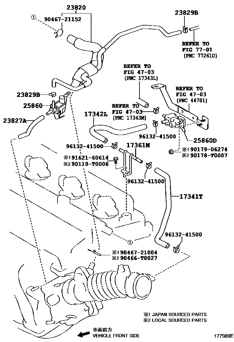 Toyota YARIS vacuum tube EPC diagram — 177989E