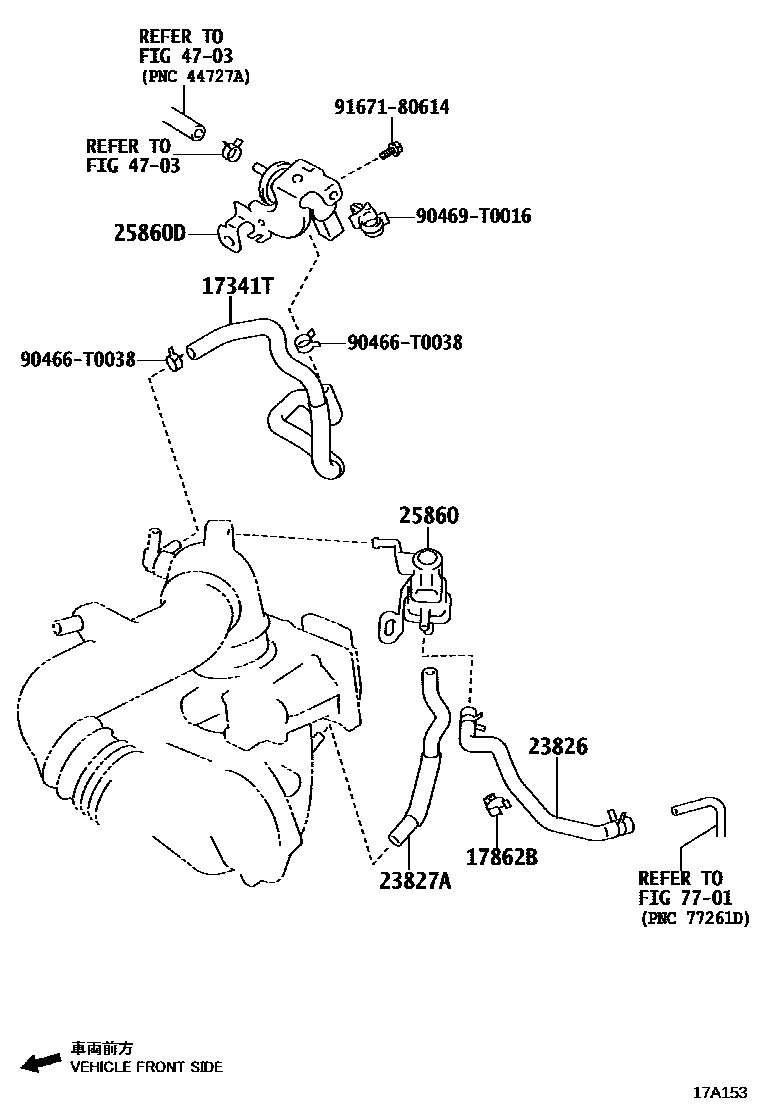 Toyota YARIS vacuum tube EPC diagram — 17A153