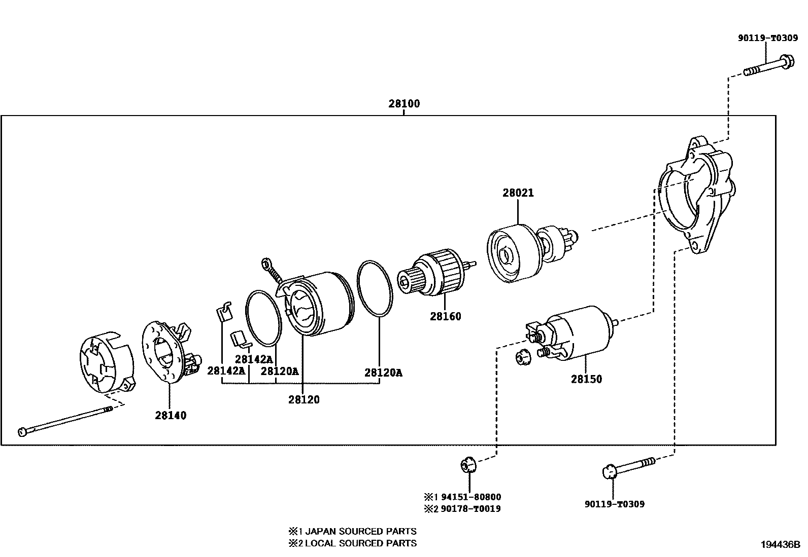 Toyota YARIS 起动机 EPC diagram — 194436B