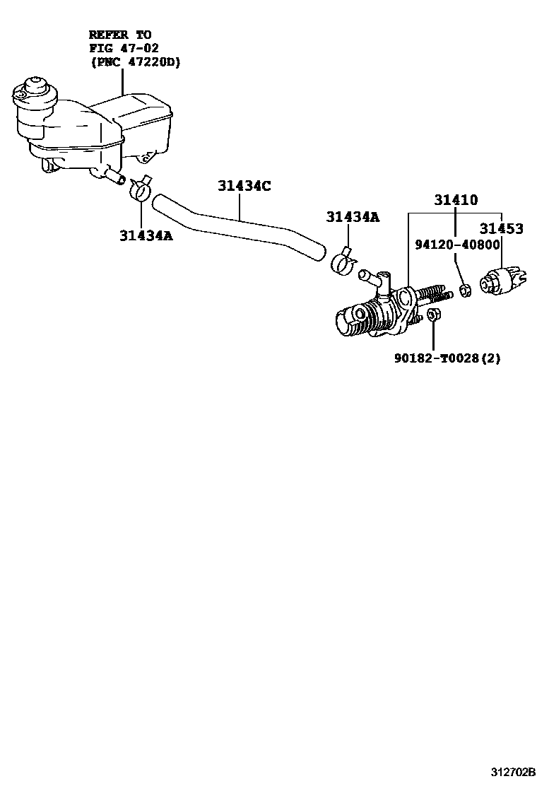 Toyota YARIS 离合器总泵 EPC diagram — 312702B