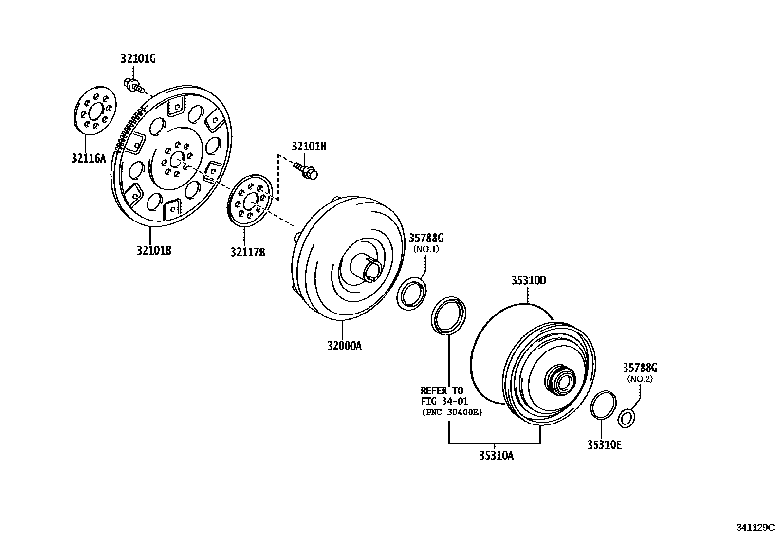 Toyota YARIS 变矩器、前油泵(CVT) EPC diagram — 341129C