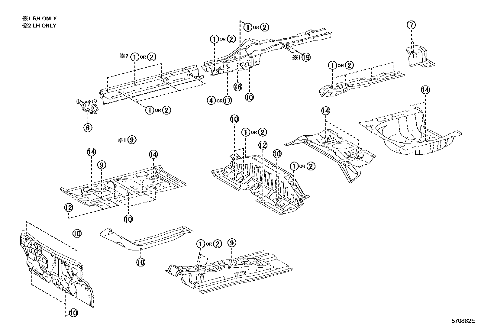 Toyota YARIS hole plug EPC diagram — 570882E