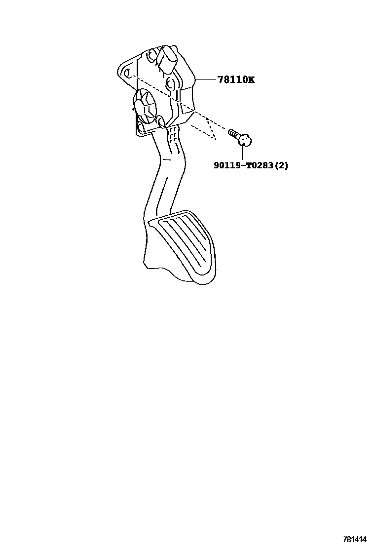 Toyota YARIS accelerator pedal connecting rod EPC diagram — 781414