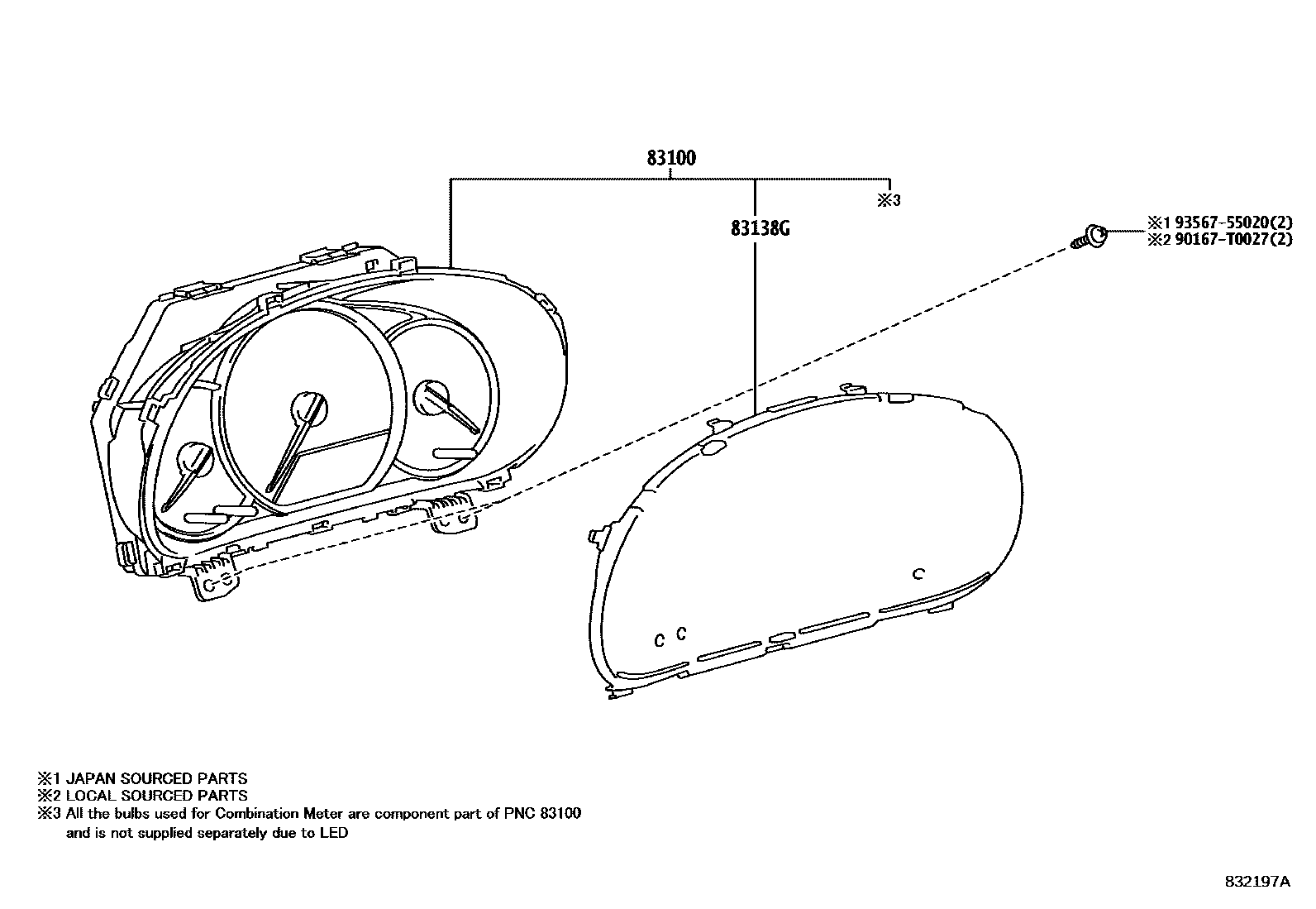 Toyota YARIS 仪表 EPC diagram — 832197A