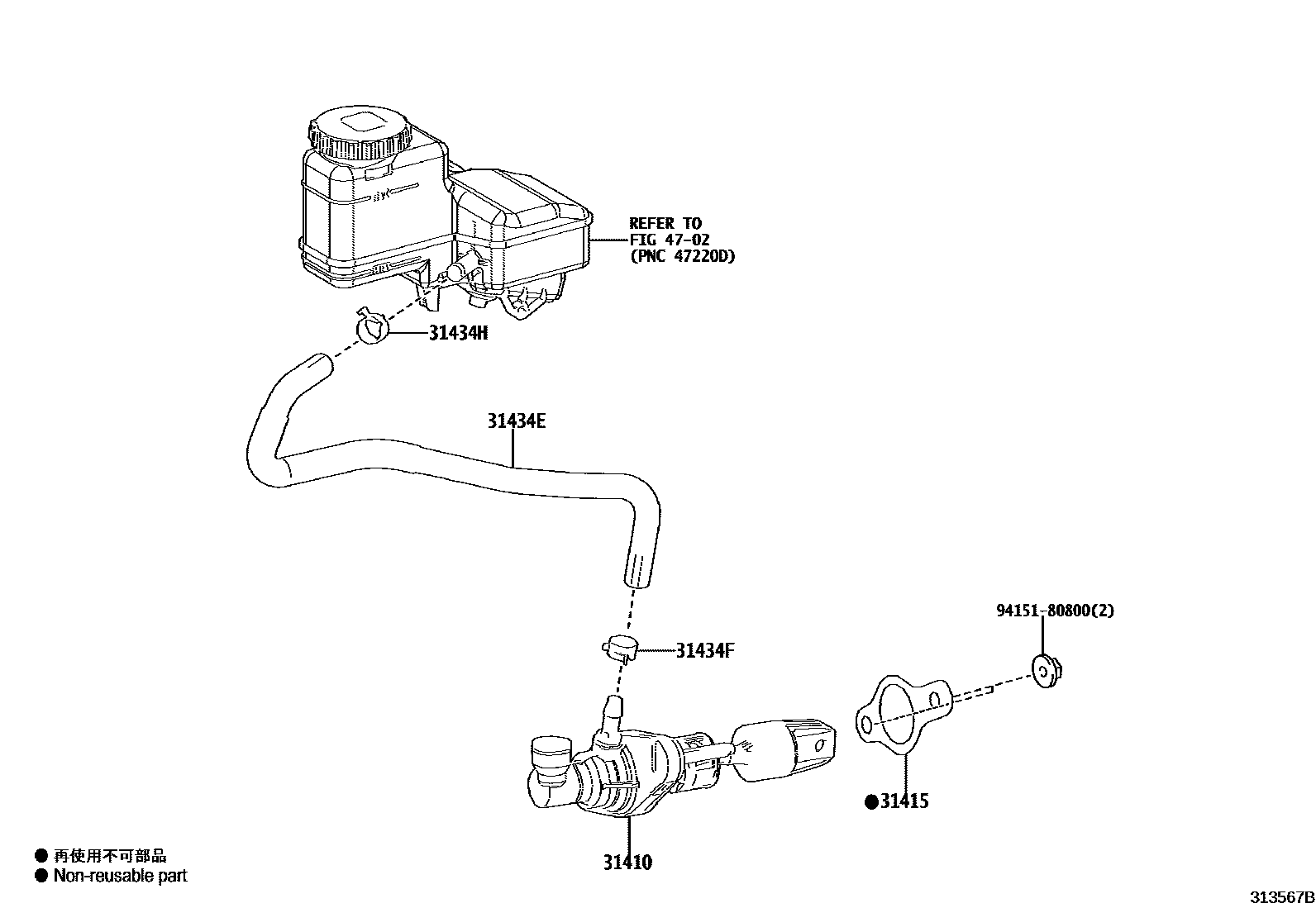 Toyota YARIS 离合器总泵 EPC diagram — 313567B