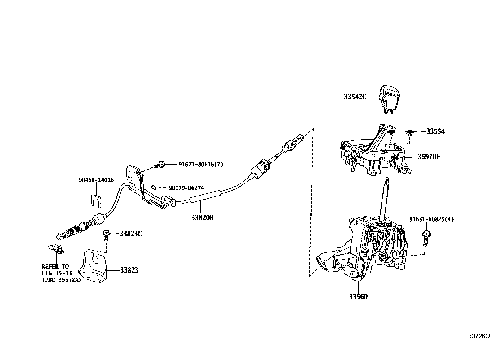 Toyota YARIS Shift Lever & Retainer EPC diagram — 33726O