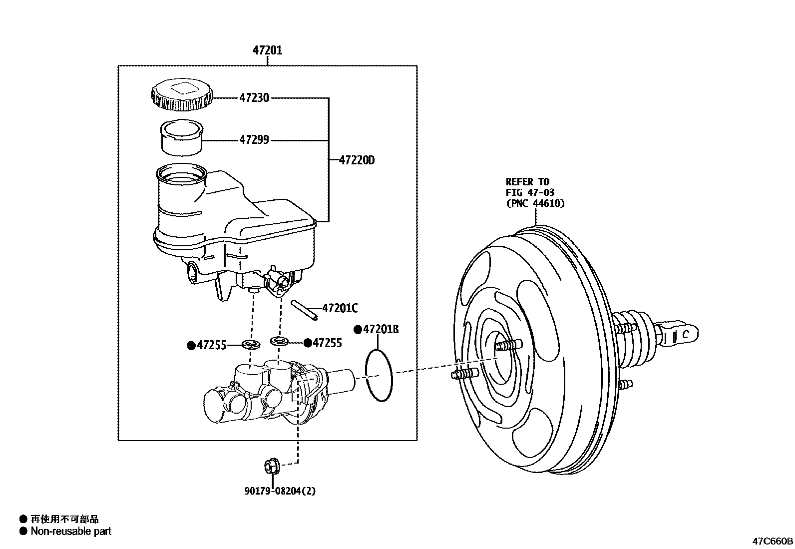 Toyota YARIS 制动总泵 EPC diagram — 47C660B