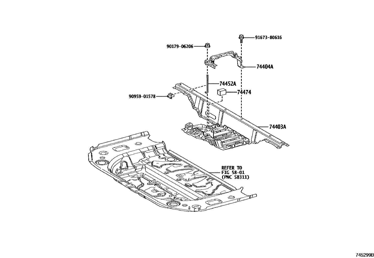 Toyota YARIS battery holder EPC diagram — 745299B