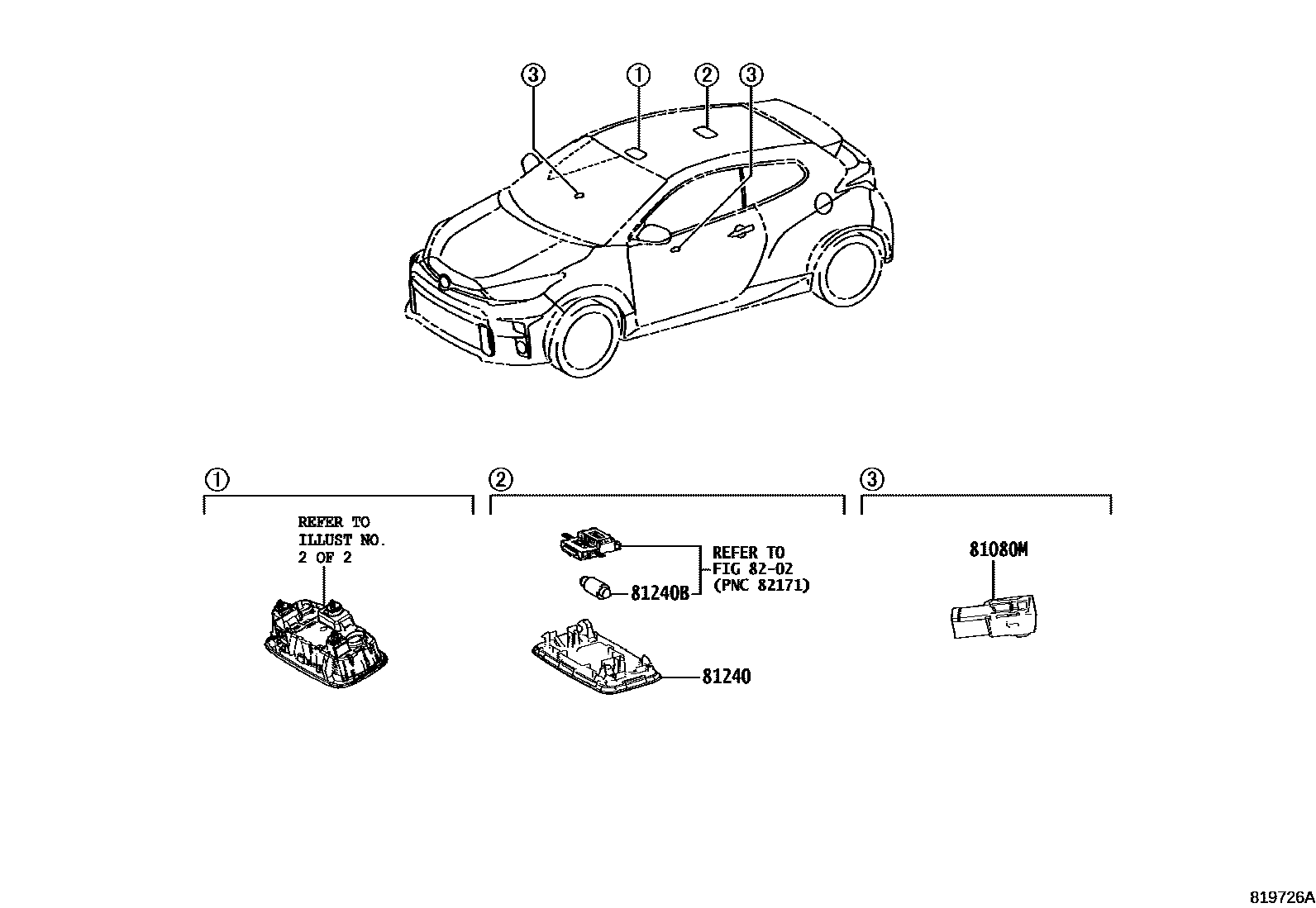 Toyota YARIS 车内灯 EPC diagram — 819726A