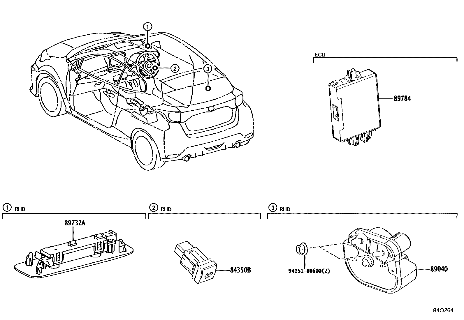 Toyota YARIS 防盗装置 EPC diagram — 84O264