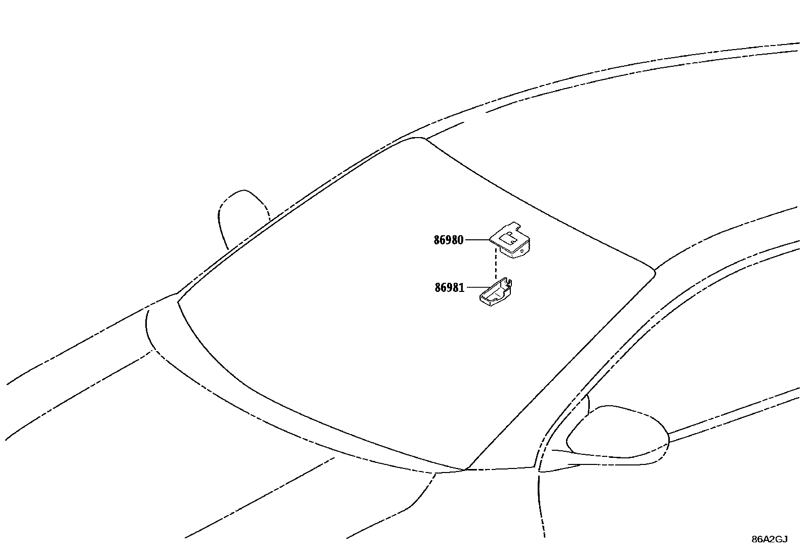 Toyota YARIS 收音机通信和ETC EPC diagram — 86A2GJ