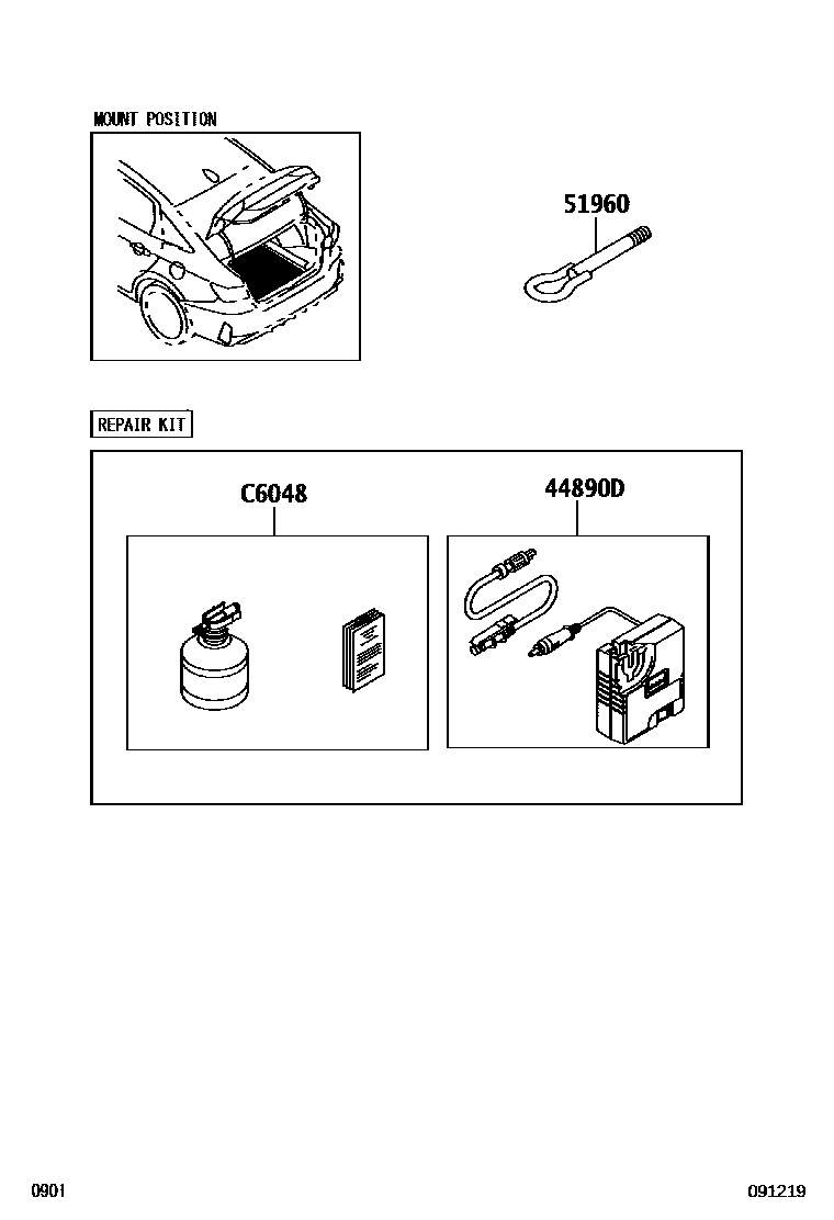 Toyota YARIS Standard Tools EPC diagram — 091219