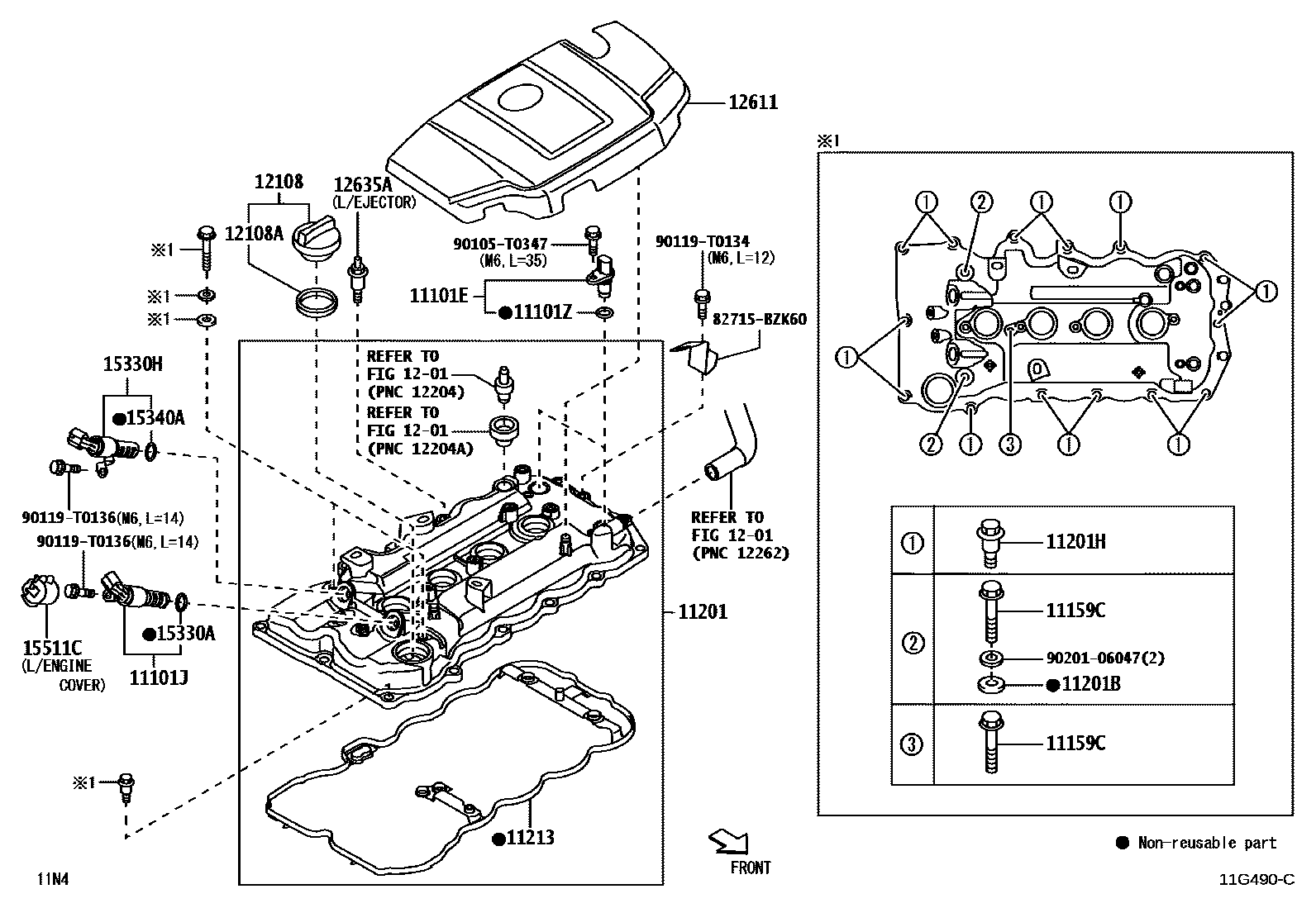 Toyota YARIS Cylinder Head EPC diagram — 11G490C
