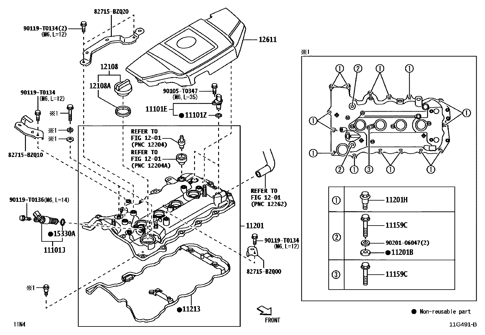 Toyota YARIS Cylinder Head EPC diagram — 11G491B