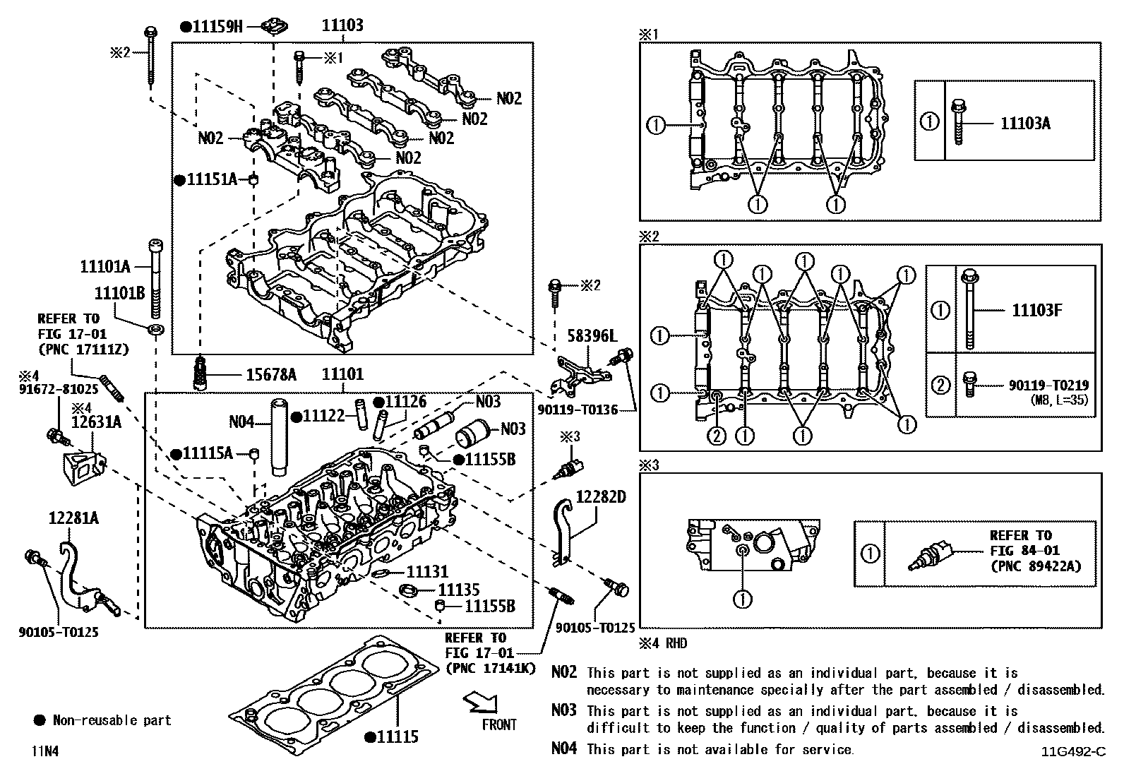 Toyota YARIS Cylinder Head EPC diagram — 11G492C